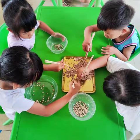 幼儿园夹豆豆游戏