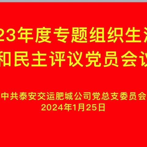 泰安交运集团肥城公司党总支开展2023年度专题组织生活会暨民主评议党员会议