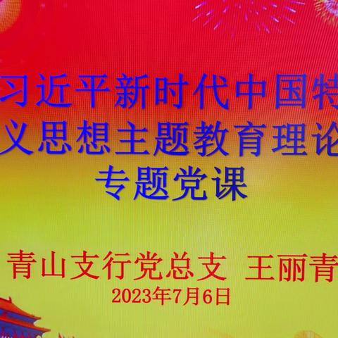 青山支行党总支召开全体党员大会，讲授新时代中国特色社会主义思想主题教育理论专题党课