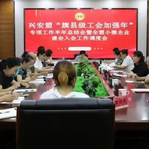 兴安盟“旗县级工会加强年”专项工作半年总结会暨全盟小微企业建会入会工作调度会在乌兰浩特市召开