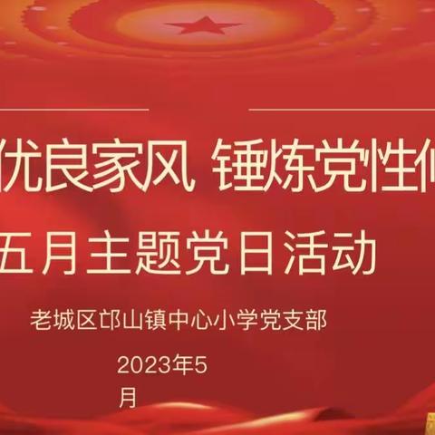 弘扬优良家风 锤炼党性修养——老城区邙山镇中心小学五月主题党日活动