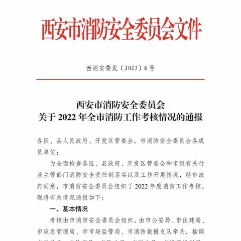 喜报|阎良区政府荣获西安市2022年度消防工作考核“优秀等次”