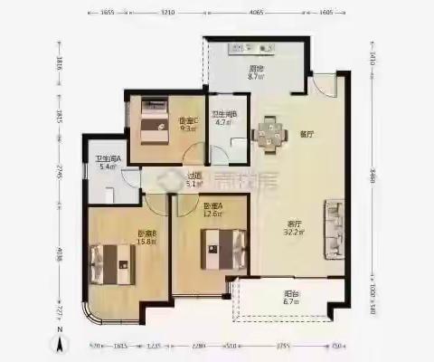 ❤领地观江府 产权115平 3-2-2两梯四户 最好户型 低楼层 💰92.8万V6060