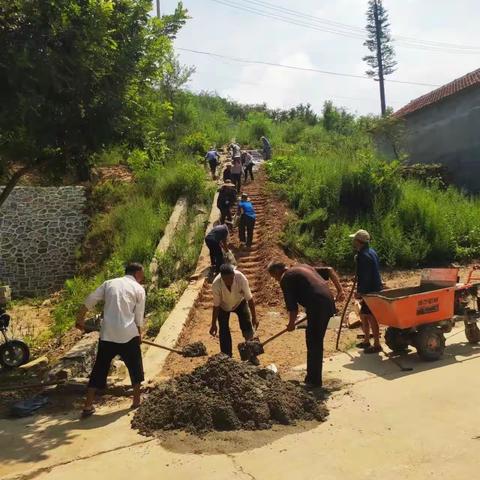 曼里村党员干部公益岗冒酷暑齐心协力硬化道路