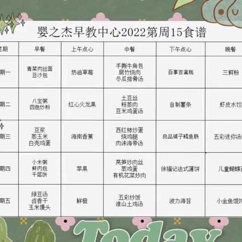 幸福“食”光💕婴之杰早教中心2024年第5周食谱