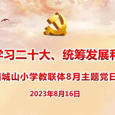 深入学习二十大，统筹发展和安全——团城山小学教联体开展2023年8月份主题党日活动          ﻿