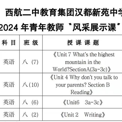 【未央教育·西航二中教育集团·汉都新苑中学校区】教以共进，研以致远——2024年英语组青年教师“风采展示课”