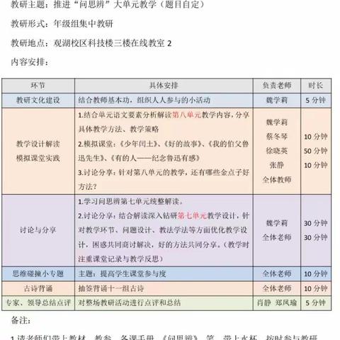 【实二 教研】勤研以善教 交流以致远——六年级语文组第八次教研纪实