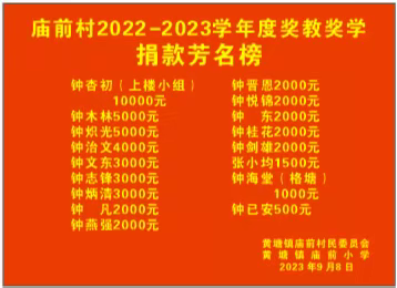 2022-2023学年庙前村奖教奖（助）学表彰大会