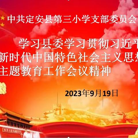 中共定安县第三小学支部委员学习县委学习贯彻习近平新时代中国特色社会主义思想主题教育工作会议精神简报