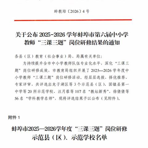 捷报频传，研绽芳华！ 怀远县第四实验小学 在 “三课三题” 岗位研修活动中斩获佳绩