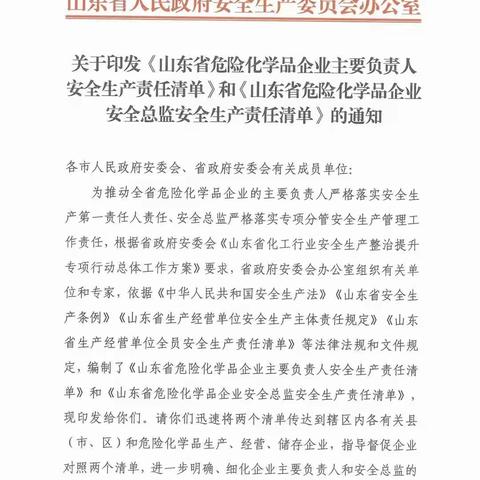 最新！官方印发《企业安全总监十五项安全生产责任清单》（全文）