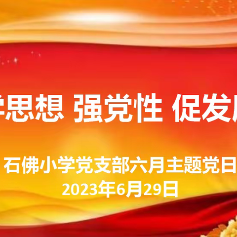 “迎亚运 庆七一”学思想 强党性 促发展——石佛小学党支部六月份主题党日