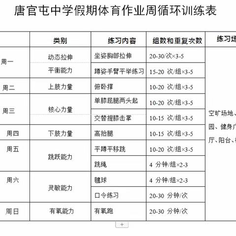 弘扬体育精神 践行每日锻炼—唐官屯中学暑假体育锻炼