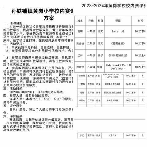 以赛促教，秋日共研—黄岗小学赛课纪实