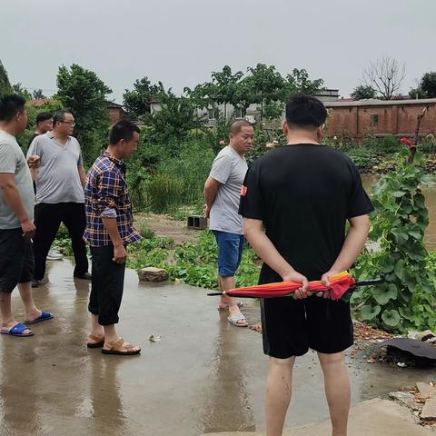 心系群众保平安，村干部雨中查隐患