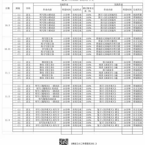 德安三小二年级语文作业公示