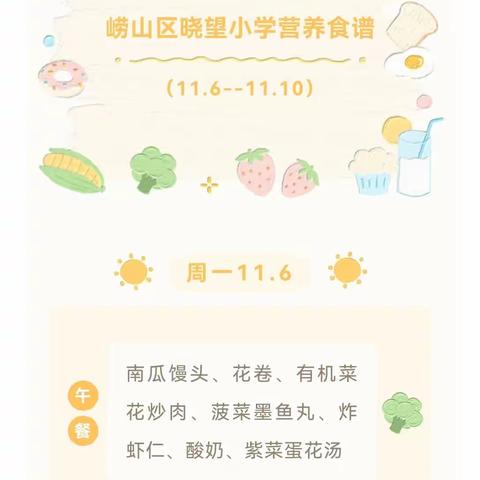 崂山区晓望小学营养食谱（11.6--11.10）