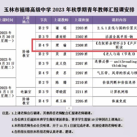 学有所思，行有所向——2023年秋季期青年教师汇报课