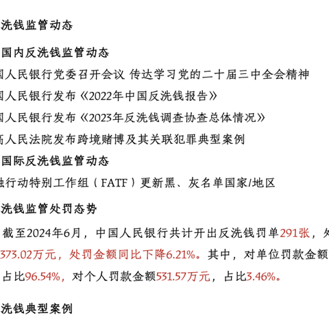 大家人寿吉林分公司法律合规部，2024年8月反洗钱资讯