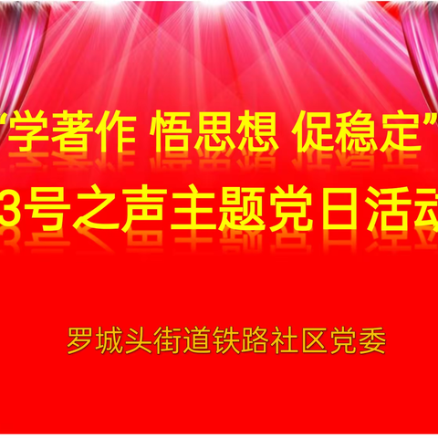 罗城头街道铁路社区党委开展“学著作、悟思想、促稳定”的“13 号之声”主题党日活动