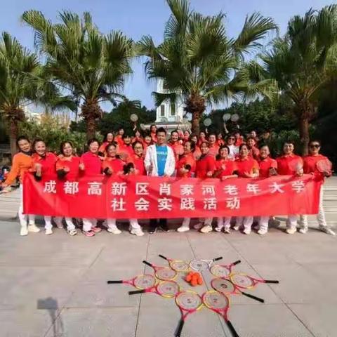 成都市高新区肖家河老年大学一班，二班在曾兵老师和黄素秋班长的带领下进入成都丽都公园户外活动。展示小小柔力球的魅力，舞出健康，舞出美丽。