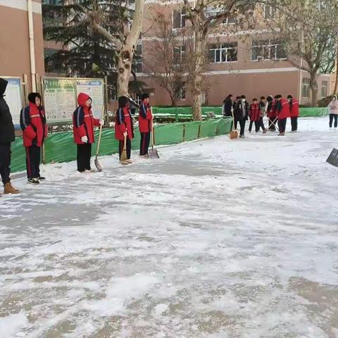 瑞雪纷飞铺锦花 扫雪除冰启新程——工业技术教研室