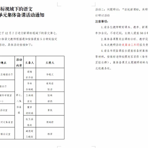 教有所得，研有所获——新课程视域下的语文第七、八单元集体备课活动