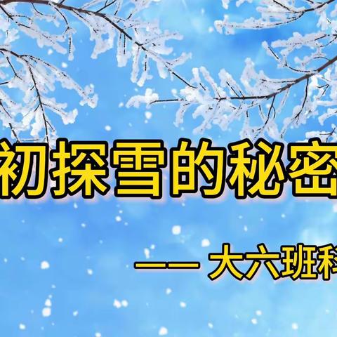 【云相约 动起来】师幼线上互动——《初探雪的秘密》(香河二幼大六班)