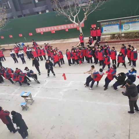 冬日暖阳满校园，“绳”采飞扬意正酣——范楼初中迎元旦师生拔河比赛