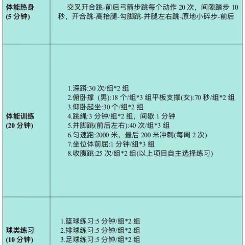 博远学校七年级寒假体育作业