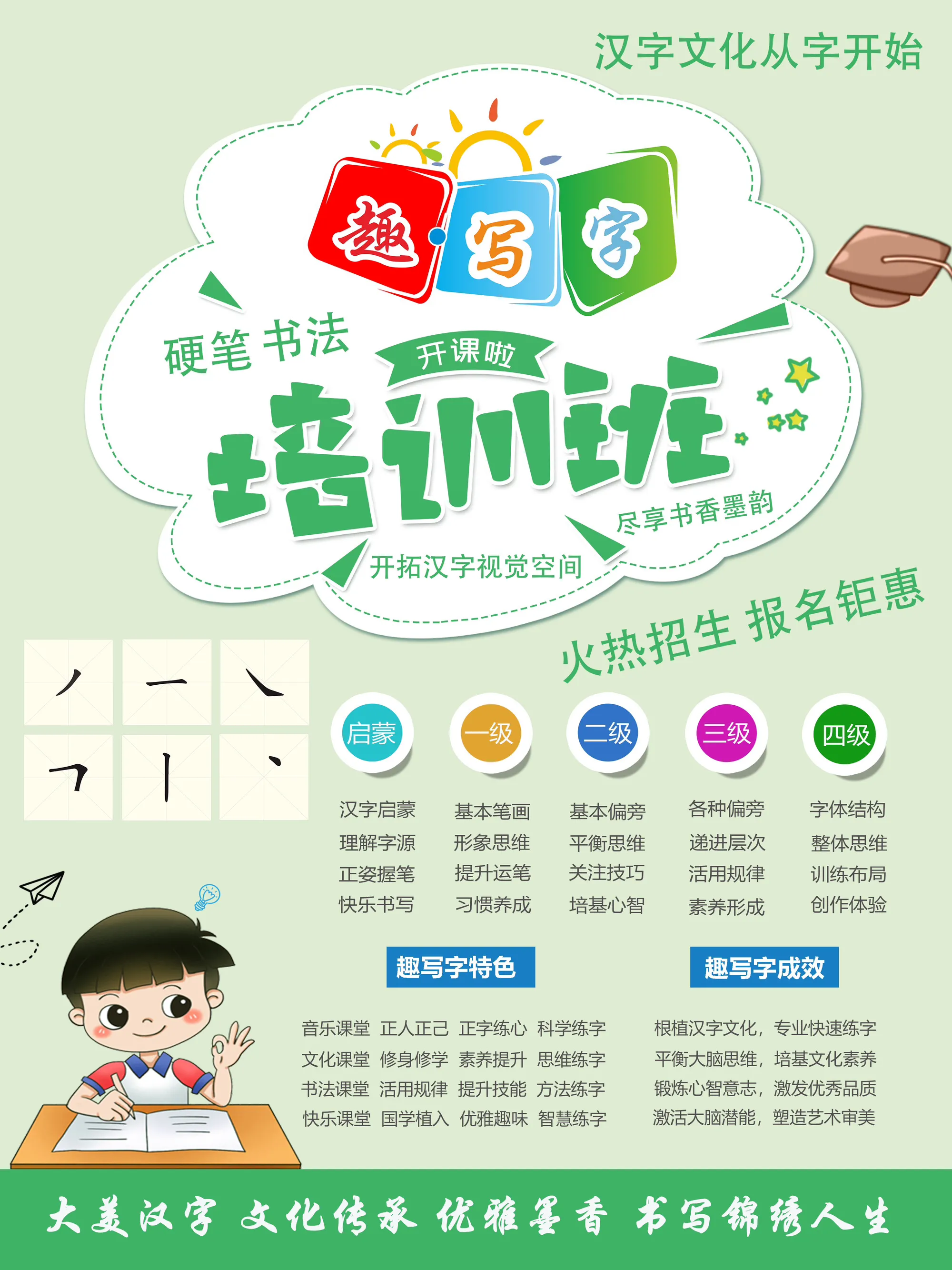 至四级教程学生米字格,田字格,方格练笔记学生练字路上的成长记幼儿园