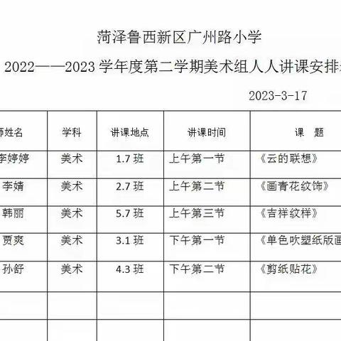 以”研“致远，向“美”前行——菏泽鲁西新区广州路小学美术组人人讲课活动纪实