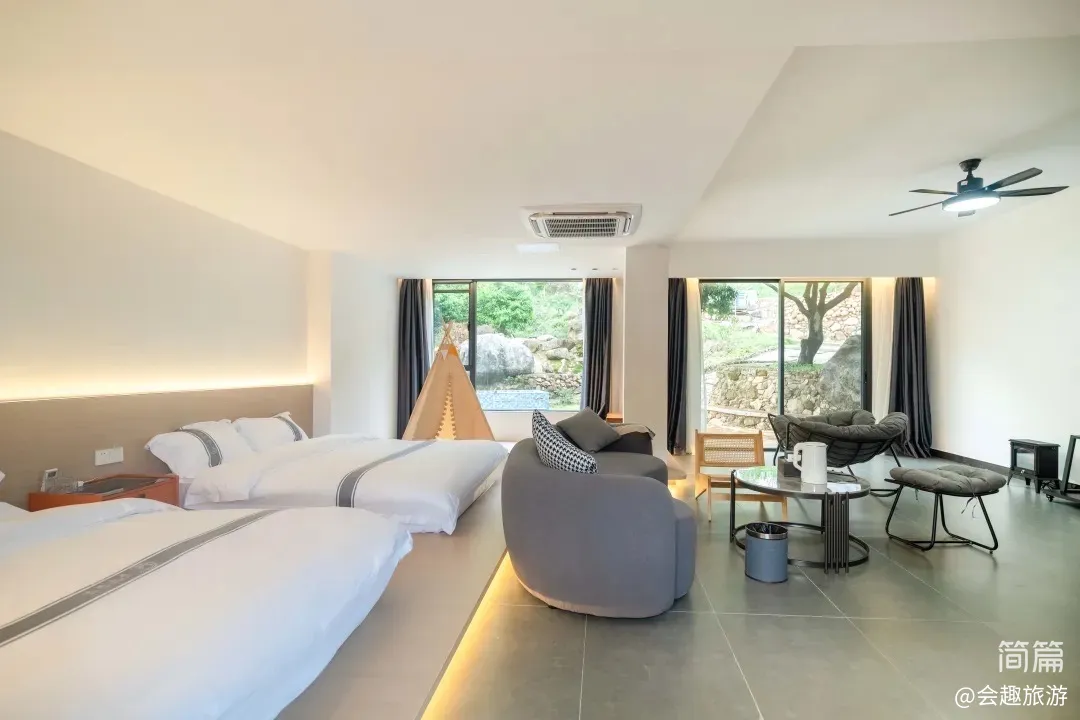 【沃然山居民宿】A栋14房35床|山涧民宿·山泉水滑梯泳池·独立泡池·独立KTV·户外草坪团建场地·会议室