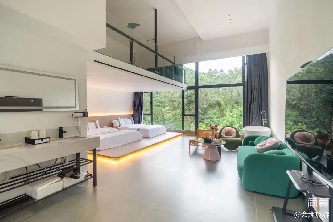 【沃然山居民宿】A栋14房35床|山涧民宿·山泉水滑梯泳池·独立泡池·独立KTV·户外草坪团建场地·会议室