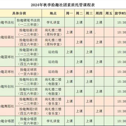 市十小2025年春季课后素质托管报名