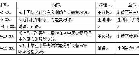 联合教研促成长，资源共享齐发展——东营区初中历史八年级教学研讨活动