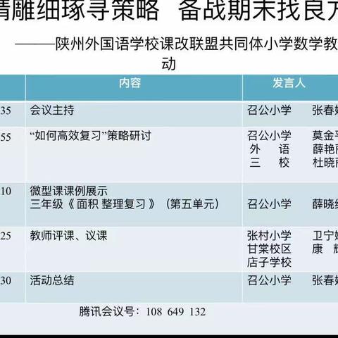 精雕细琢寻策略 备战期末找良方——陕州外国语学校课改联盟共同体小学数学教研活动如期举行