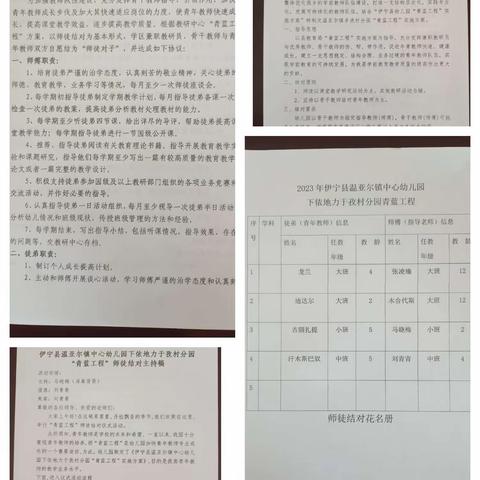 青蓝携手，逐梦前行-伊宁县温亚尔镇中心幼儿园下依地里于孜村分园“青蓝工程”结对仪式