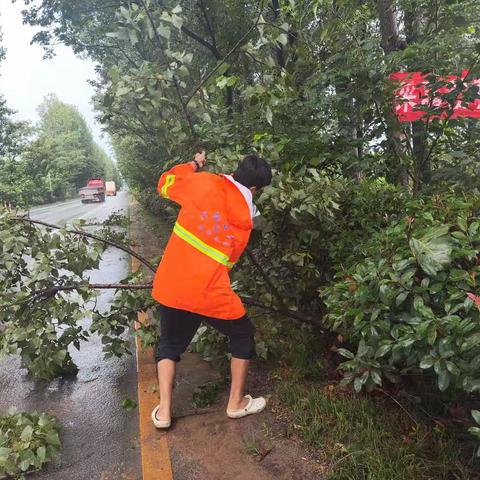 源汇区公路养护中心雨天道路巡查，积极清理现场