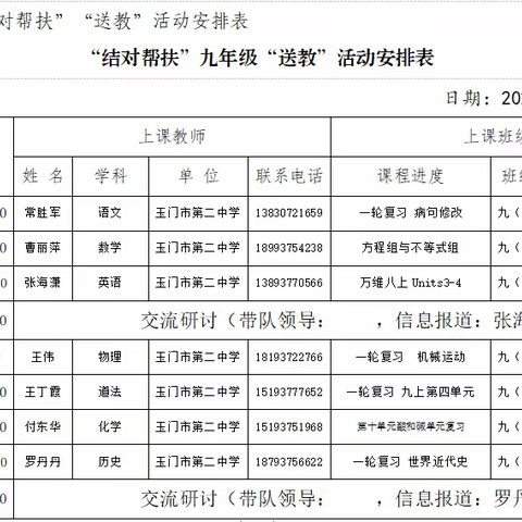 春日暖阳沐人心，送教下乡传真情——玉门二中九年级送教活动纪实