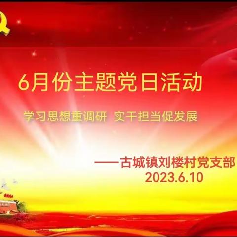 学习思想重调研，实干担当促发展——古城镇刘楼村6月份主题党日活动