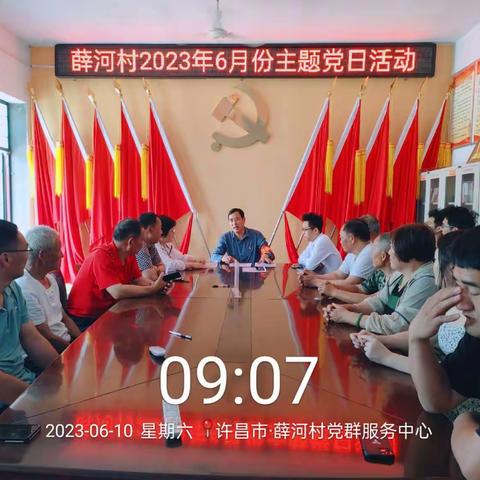 薛河村2023年6月份主题党日活动——学习思想重调研  实干担当促发展