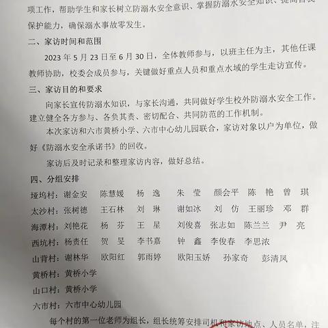 “家校携手，预防溺水，我们在行动”——记六市乡学校预防溺水家访活动