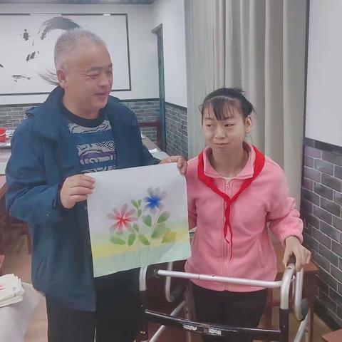 少年宫国画社团助绘送教学生五彩梦