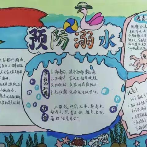 “珍爱生命，预防溺水”—石码头小学1701班防溺水主题教育手抄报