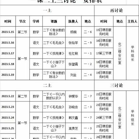 一课二上三讨论，教师磨课展风采
