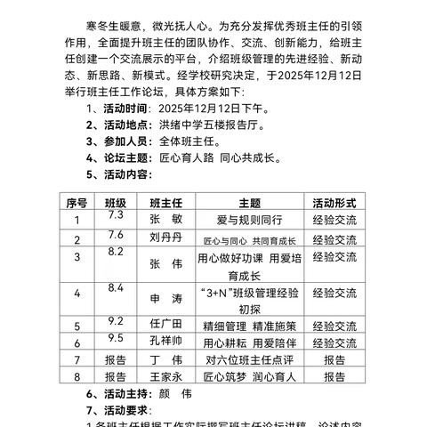 匠心育人路，同心共成长——洪绪中学班主任工作论坛