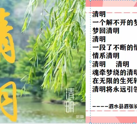 “春雨润于心，清明融于情”——记泗水县泗张初级中学清明节主题教育