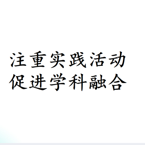 注重实践活动 促进学科融合